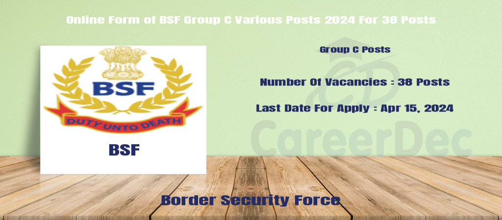 Online Form of BSF Group C Various Posts 2024 For 38 Posts Cover Image