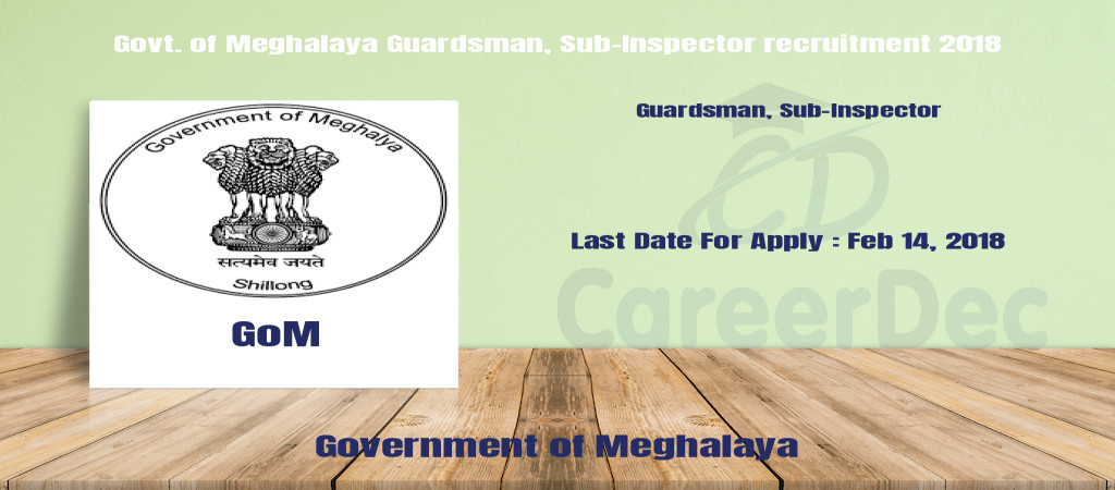 Govt. of Meghalaya Guardsman, Sub-Inspector recruitment 2018 Cover Image