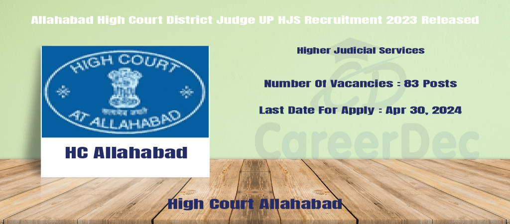 Allahabad High Court District Judge UP HJS Recruitment 2023 Released Cover Image