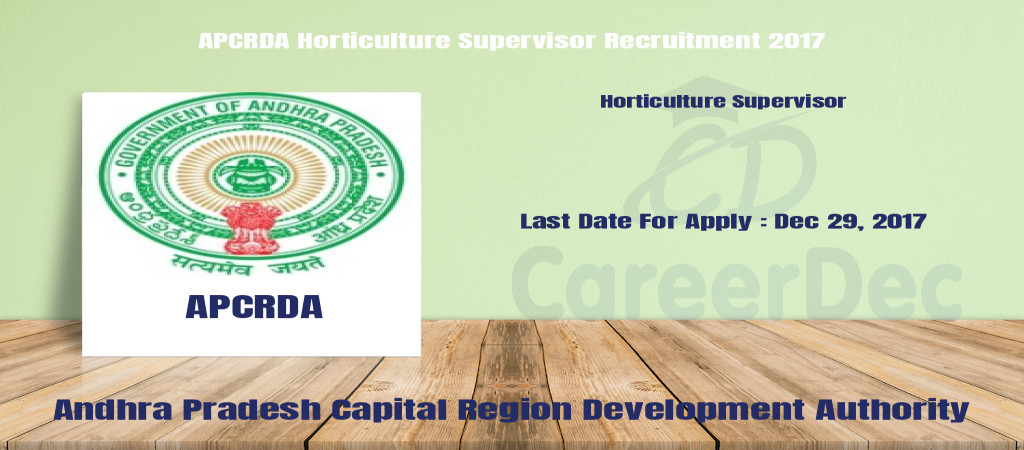 APCRDA Horticulture Supervisor Recruitment 2017 Cover Image