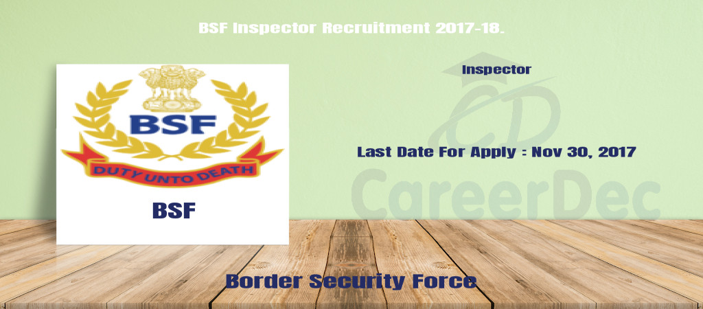 BSF Inspector Recruitment 2017-18. Cover Image