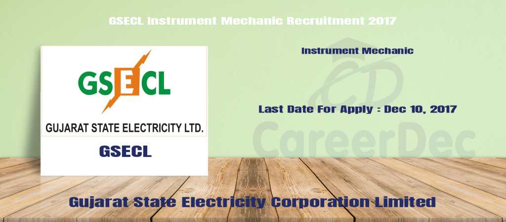 GSECL Instrument Mechanic Recruitment 2017 Cover Image