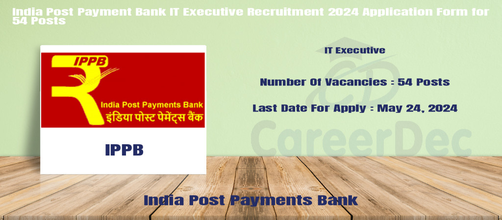 India Post Payment Bank IT Executive Recruitment 2024 Application Form for 54 Posts logo