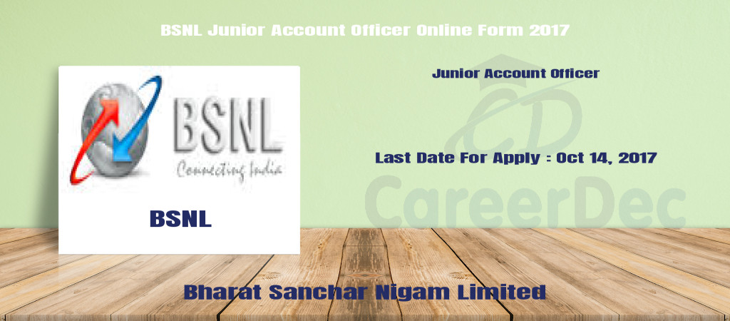 BSNL Junior Account Officer Online Form 2017 Cover Image