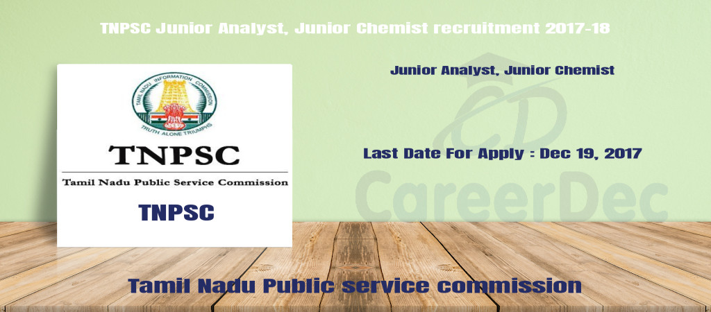TNPSC Junior Analyst, Junior Chemist recruitment 2017-18 Cover Image
