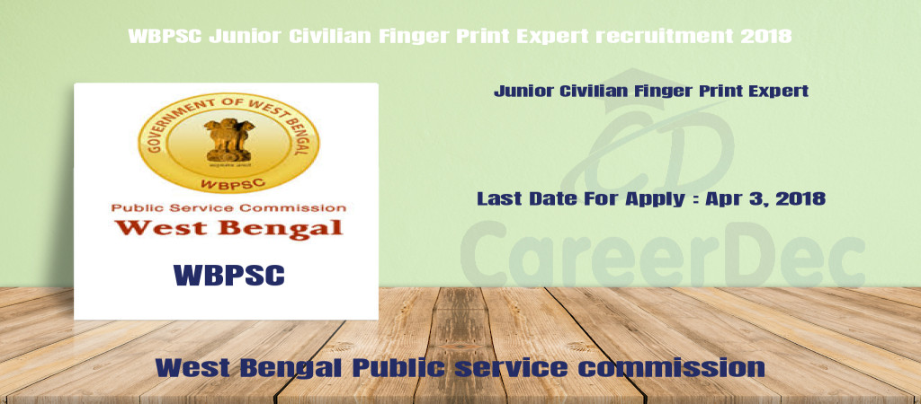 WBPSC Junior Civilian Finger Print Expert recruitment 2018 Cover Image