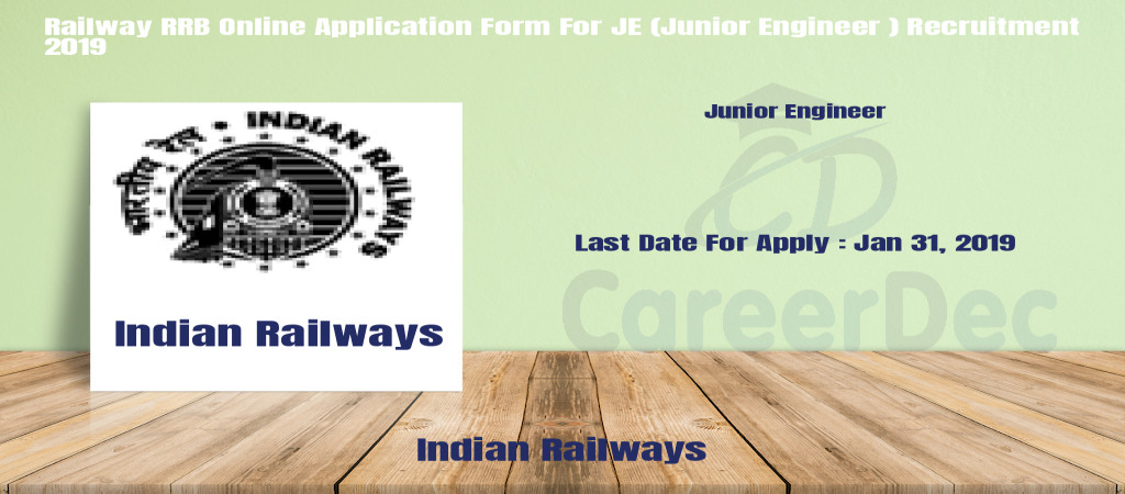 Railway RRB Online Application Form For JE (Junior Engineer ) Recruitment 2019 Cover Image