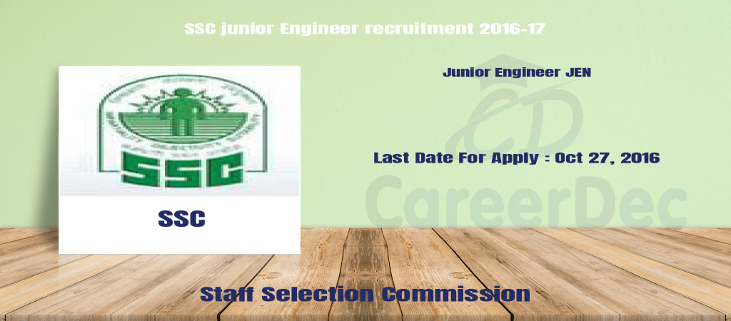 SSC junior Engineer recruitment 2016-17 Cover Image