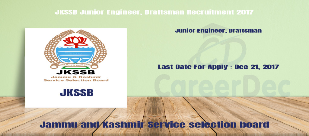 JKSSB Junior Engineer, Draftsman Recruitment 2017 Cover Image