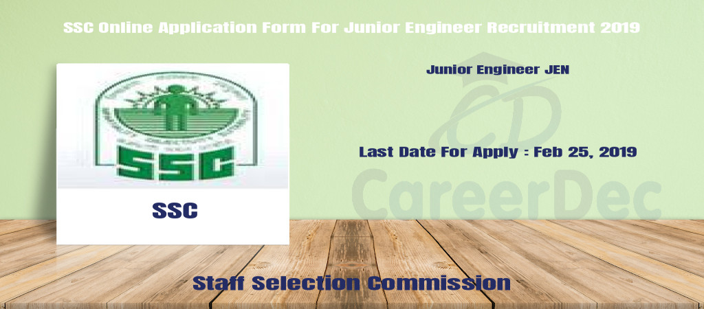 SSC Online Application Form For Junior Engineer Recruitment 2019 Cover Image