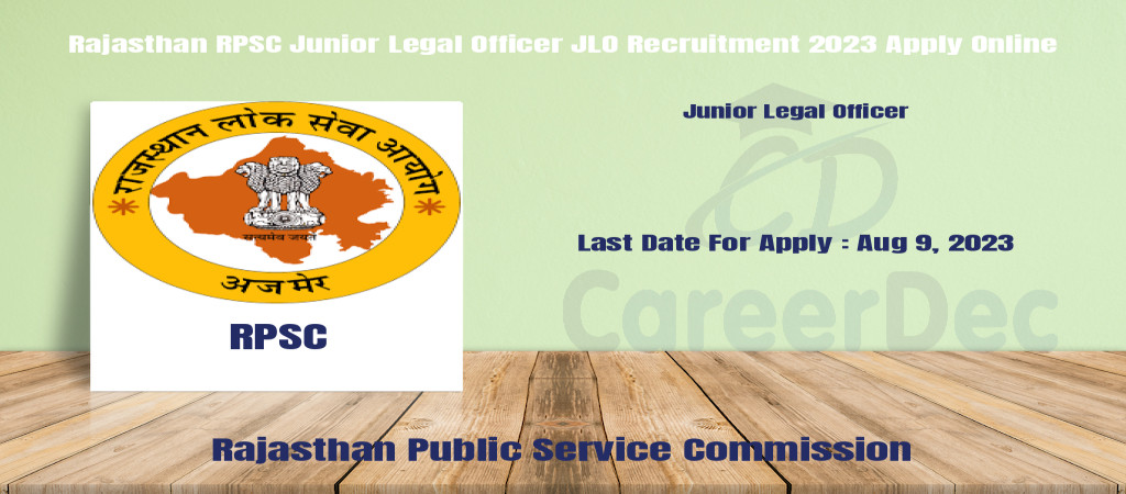 Rajasthan RPSC Junior Legal Officer JLO Recruitment 2023 Apply Online Cover Image