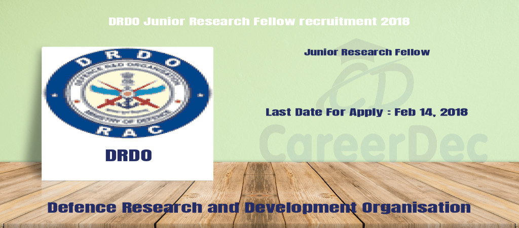 DRDO Junior Research Fellow recruitment 2018 Cover Image