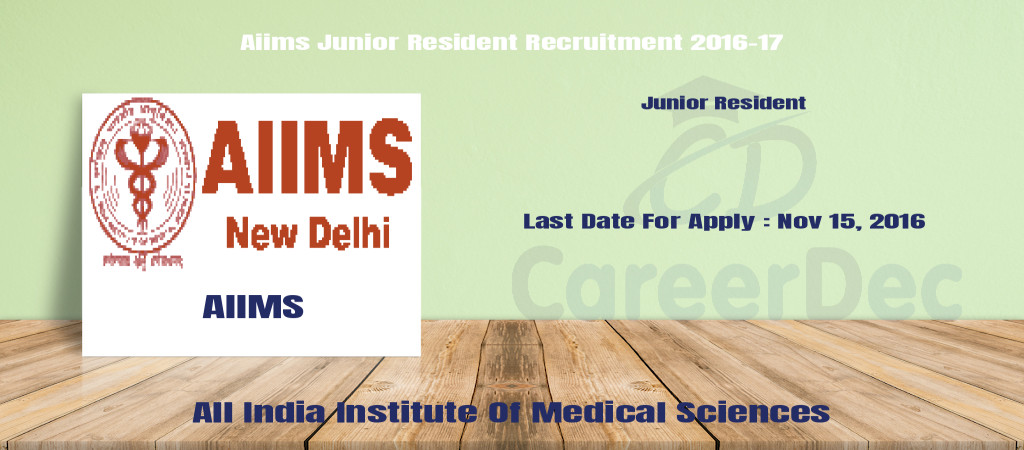 Aiims Junior Resident Recruitment 2016-17 Cover Image