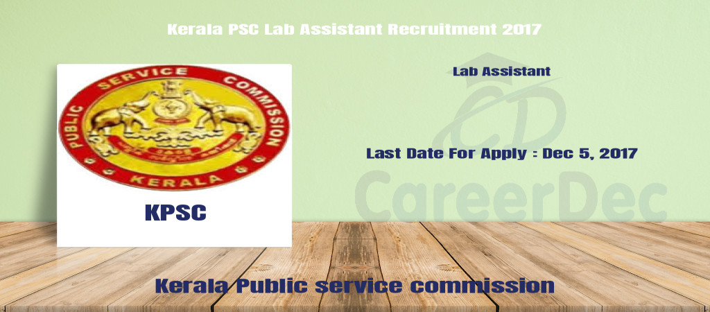 Kerala PSC Lab Assistant Recruitment 2017 Cover Image