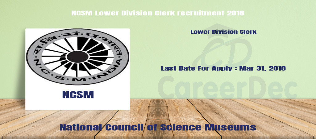 NCSM Lower Division Clerk recruitment 2018 Cover Image