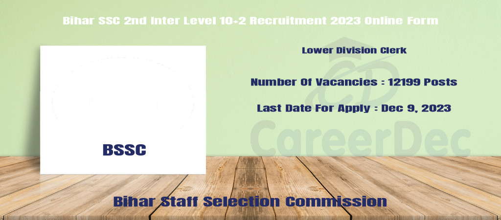 Bihar SSC 2nd Inter Level 10+2 Recruitment 2023 Online Form Cover Image