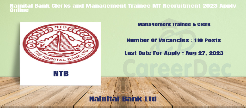 Nainital Bank Clerks and Management Trainee MT Recruitment 2023 Apply Online Cover Image