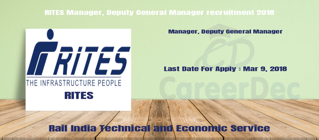 RITES Manager, Deputy General Manager recruitment 2018 Cover Image
