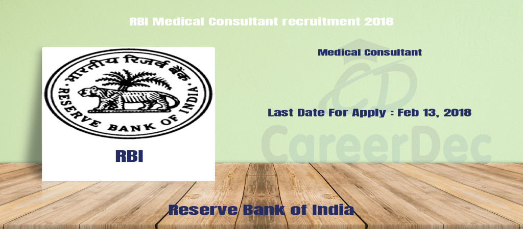 RBI Medical Consultant recruitment 2018 Cover Image