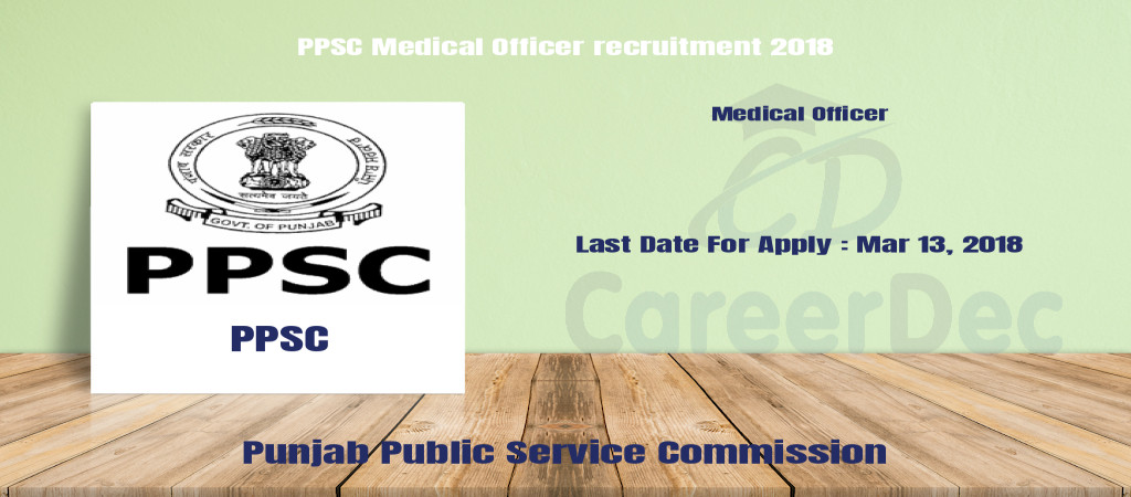 PPSC Medical Officer recruitment 2018 Cover Image