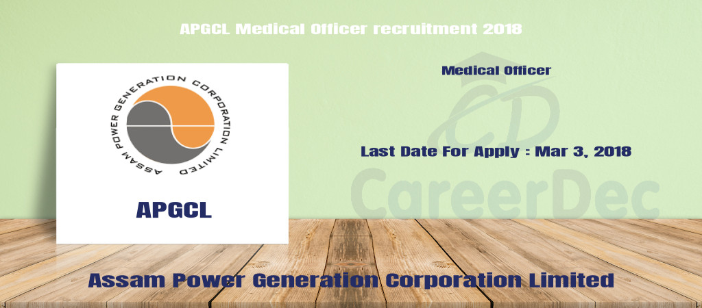 APGCL Medical Officer recruitment 2018 Cover Image