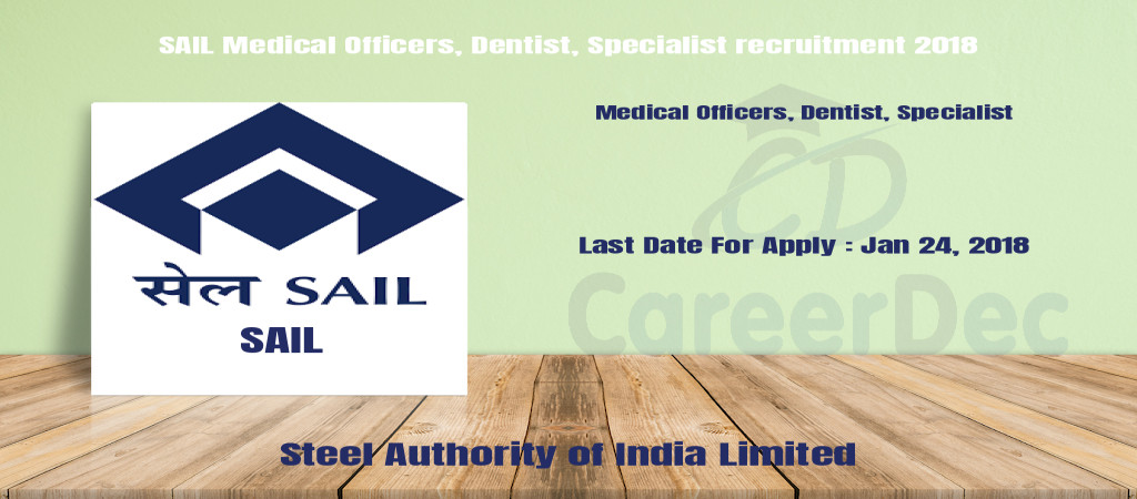 SAIL Medical Officers, Dentist, Specialist recruitment 2018 Cover Image