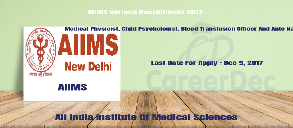 AIIMS various Recruitment 2017. Cover Image