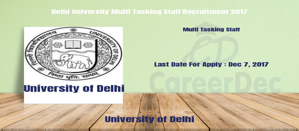 Delhi University Multi Tasking Staff Recruitment 2017 Cover Image