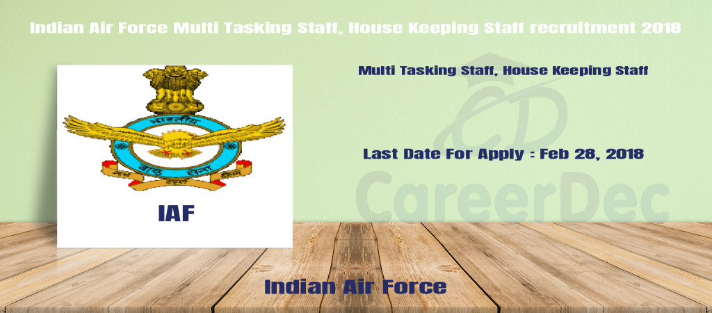 Indian Air Force Multi Tasking Staff, House Keeping Staff recruitment 2018 Cover Image