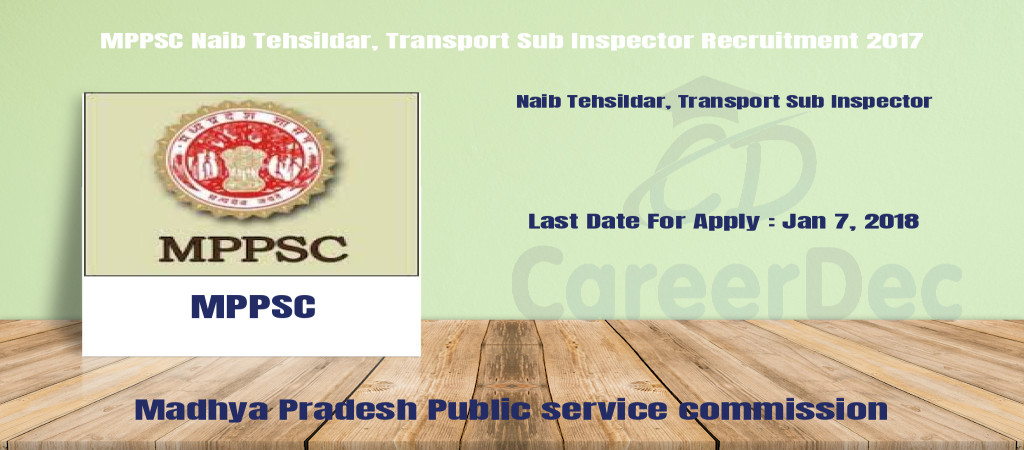 MPPSC Naib Tehsildar, Transport Sub Inspector Recruitment 2017 Cover Image
