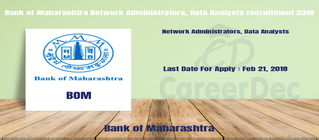 Bank of Maharashtra Network Administrators, Data Analysts recruitment 2018 Cover Image