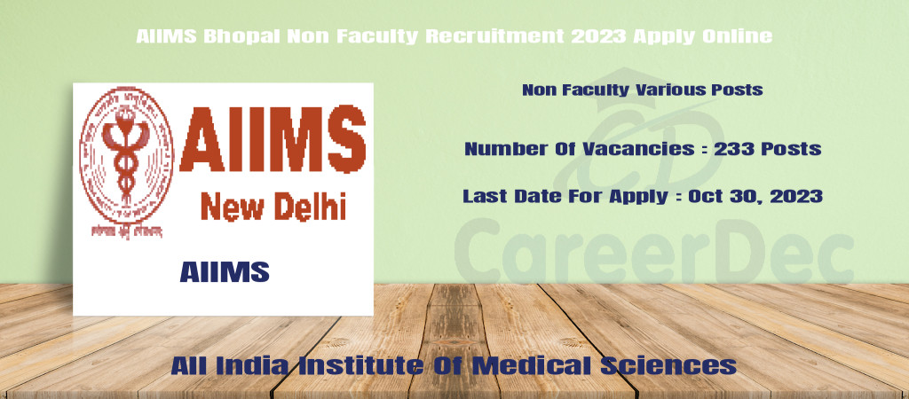 AIIMS Bhopal Non Faculty Recruitment 2023 Apply Online Cover Image