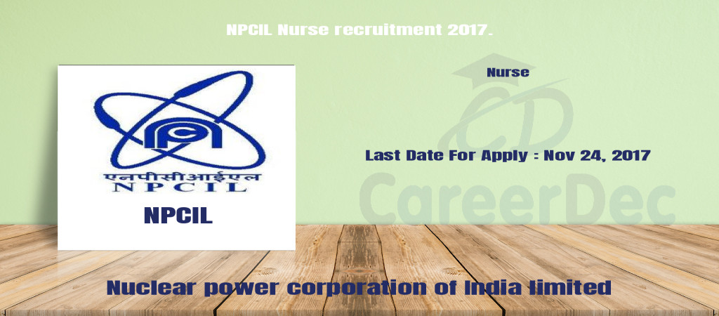 NPCIL Nurse recruitment 2017. Cover Image