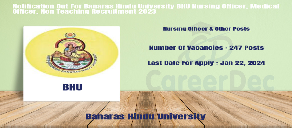 Notification Out For Banaras Hindu University BHU Nursing Officer, Medical Officer, Non Teaching Recruitment 2023 Cover Image