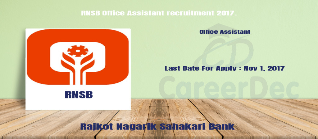 RNSB Office Assistant recruitment 2017. Cover Image