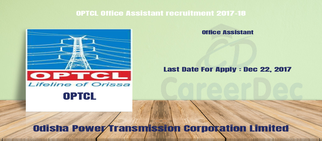 OPTCL Office Assistant recruitment 2017-18 Cover Image