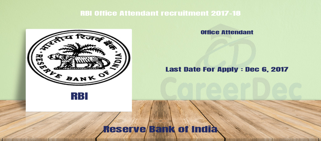 RBI Office Attendant recruitment 2017-18 Cover Image