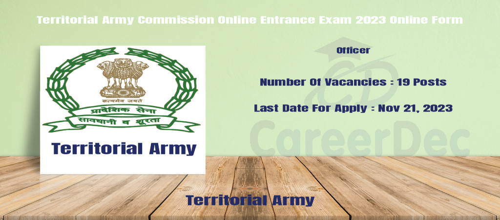 Territorial Army Commission Online Entrance Exam 2023 Online Form Cover Image