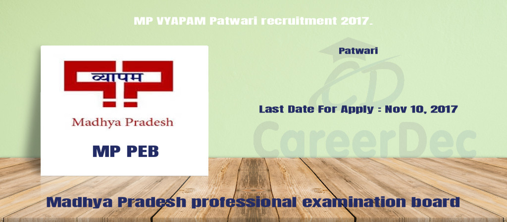 MP VYAPAM Patwari recruitment 2017. Cover Image