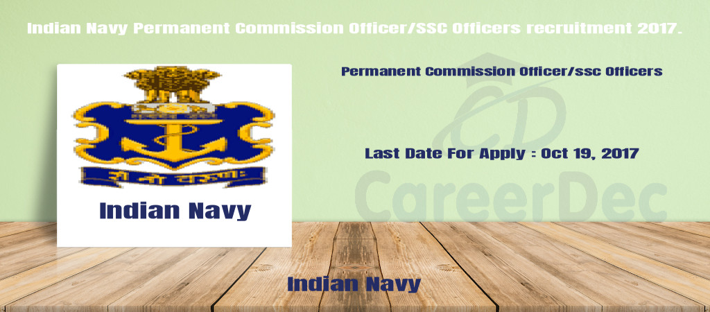 Indian Navy Permanent Commission Officer/SSC Officers recruitment 2017. Cover Image