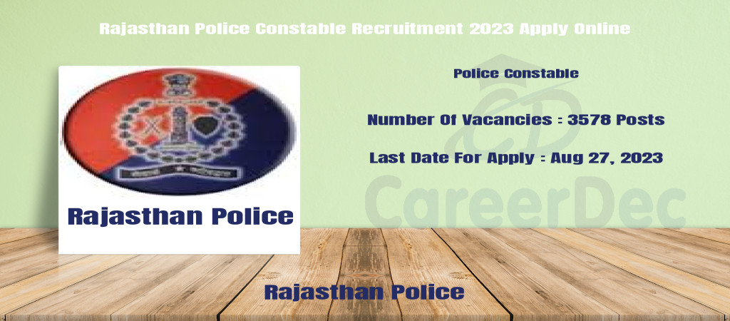 Rajasthan Police Constable Recruitment 2023 Apply Online Cover Image