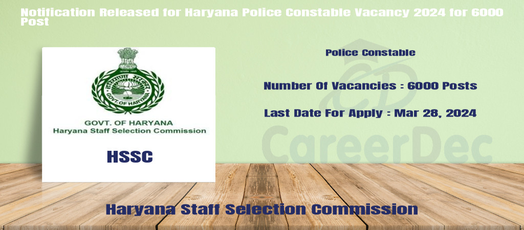 Notification Released for Haryana Police Constable Vacancy 2024 for 6000 Post Cover Image