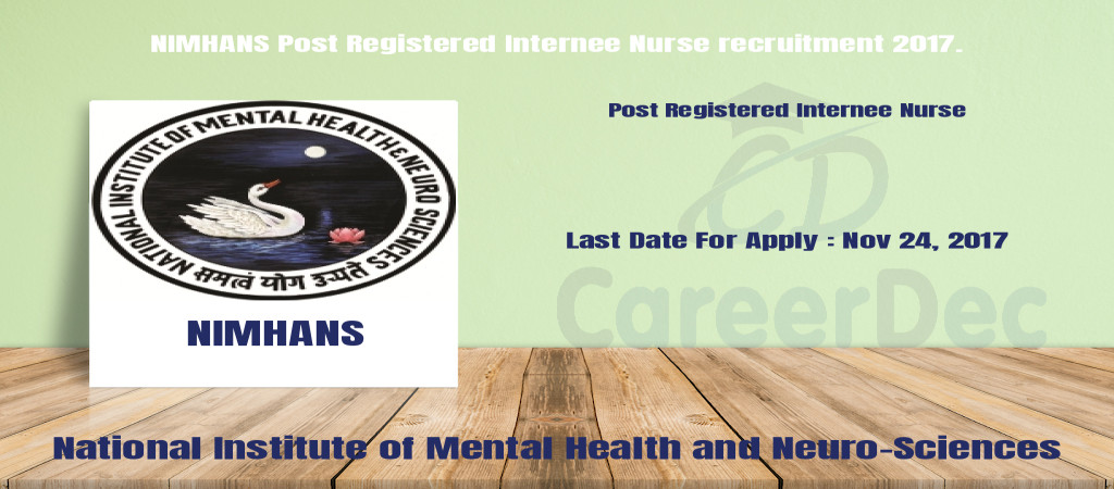 NIMHANS Post Registered Internee Nurse recruitment 2017. Cover Image