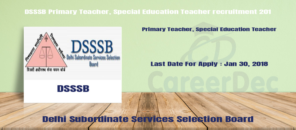 DSSSB Primary Teacher, Special Education Teacher recruitment 201 Cover Image
