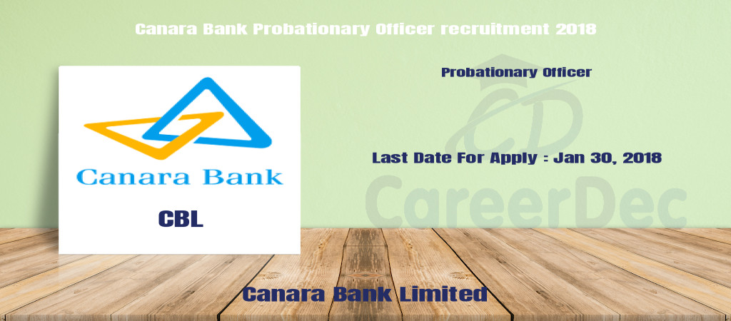 Canara Bank Probationary Officer recruitment 2018 Cover Image
