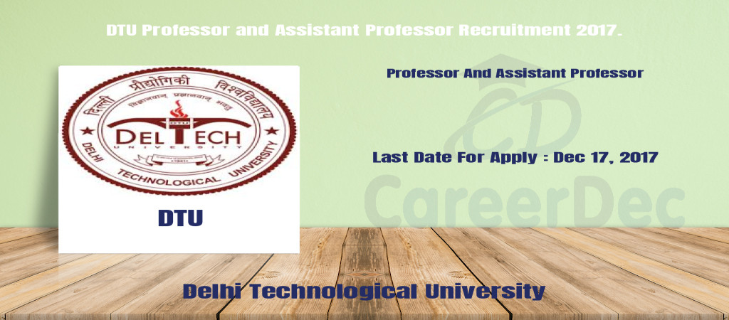 DTU Professor and Assistant Professor Recruitment 2017. Cover Image