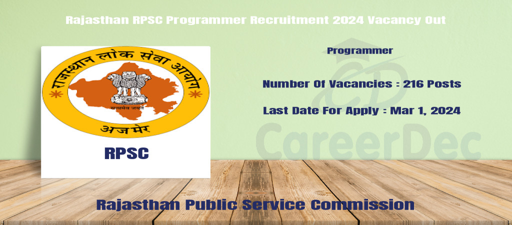 Rajasthan RPSC Programmer Recruitment 2024 Vacancy Out Cover Image