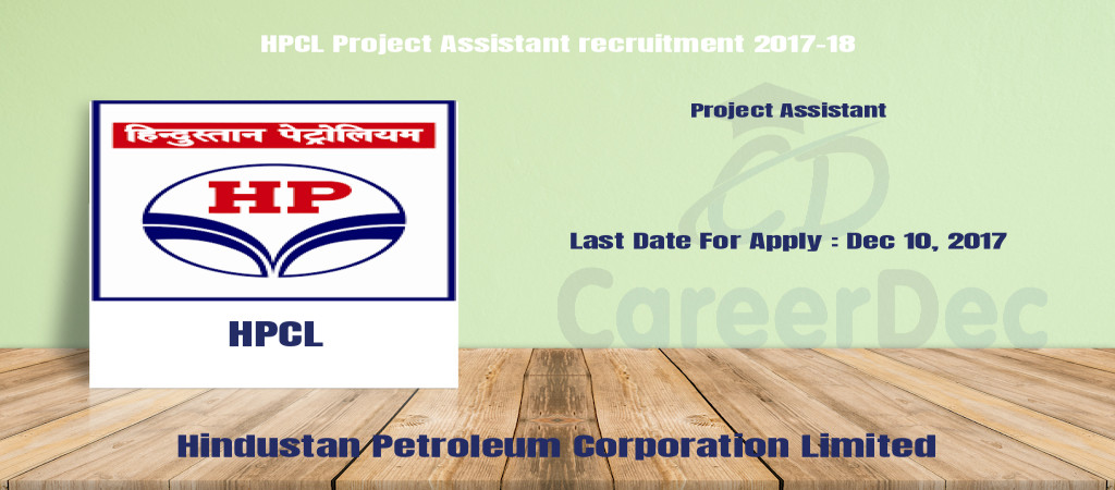 HPCL Project Assistant recruitment 2017-18 Cover Image
