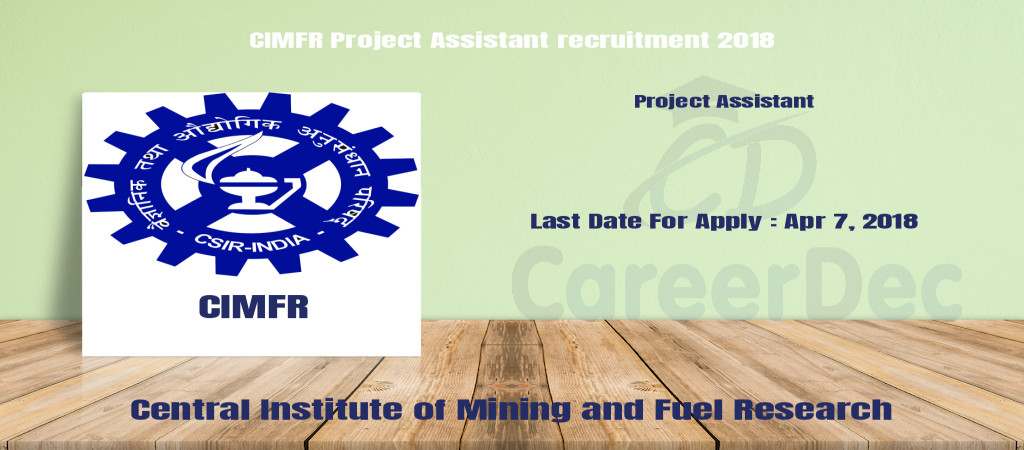 CIMFR Project Assistant recruitment 2018 Cover Image