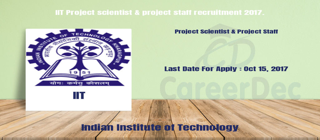IIT Project scientist & project staff recruitment 2017. Cover Image